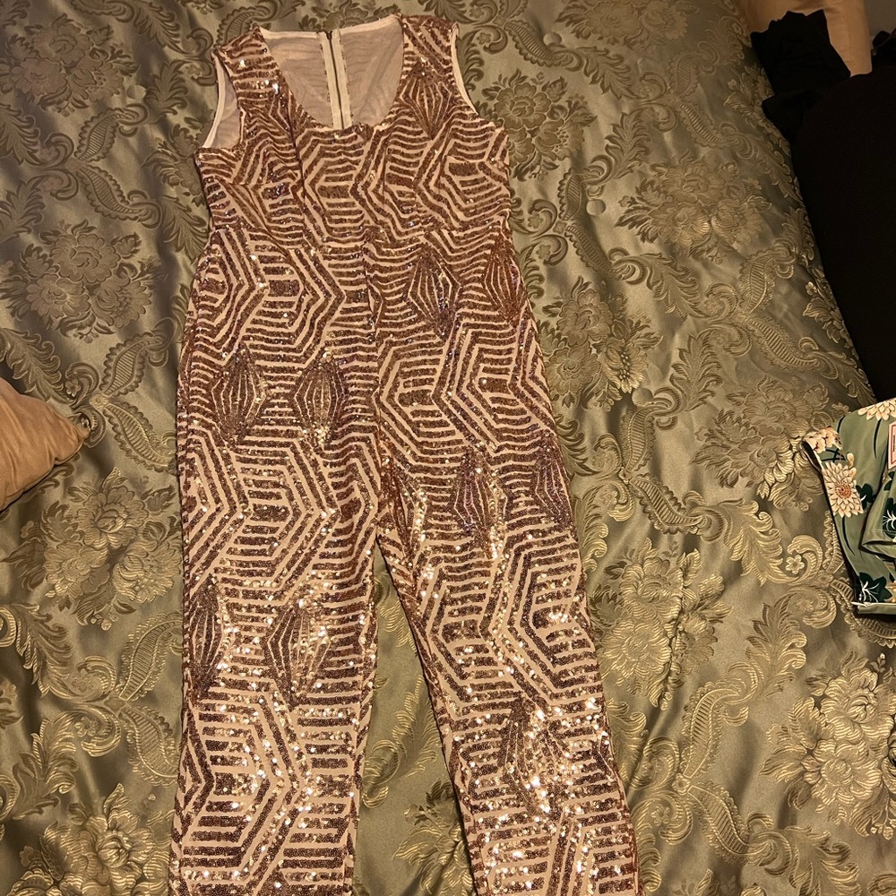Rose gold sequin jumpsuit